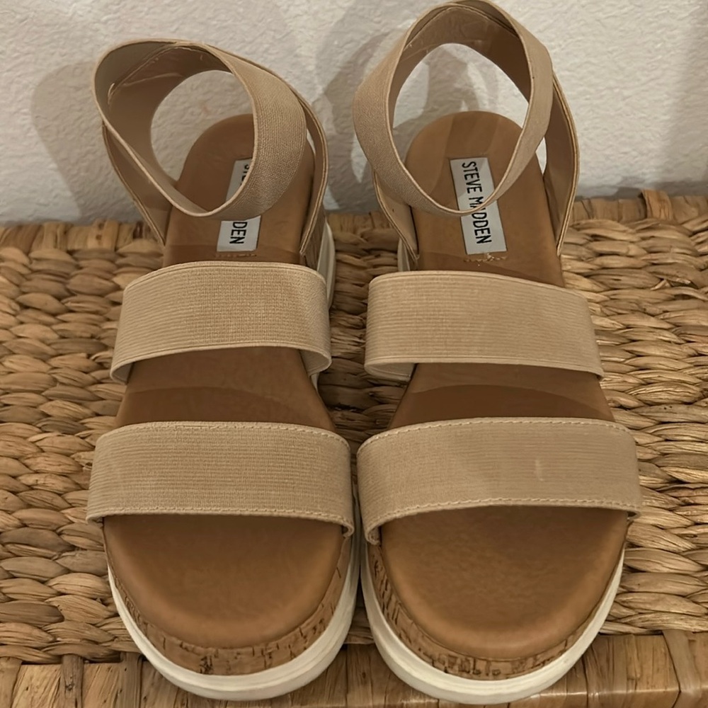 Steve Madden Platform Bandi Wedges - Tan
